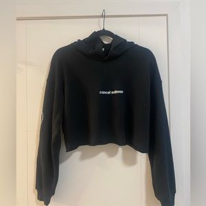 Cancel suitman Call Her Daddy cropped hoodie